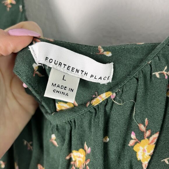 Fourteenth Place Benji Floral Midi Dress in Hunter Floral Green Large 208 - Picture 4 of 9